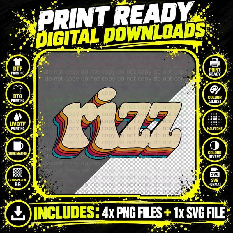 W Rizz Retro Vintage Meme Slang Unspoken Rizz T-Shirt Png SVG Digital Bundle
