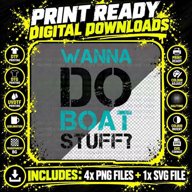 Wanna Do Boat Stuff Tanks - Funny Cruise Lake Vacation Png SVG Digital Bundle