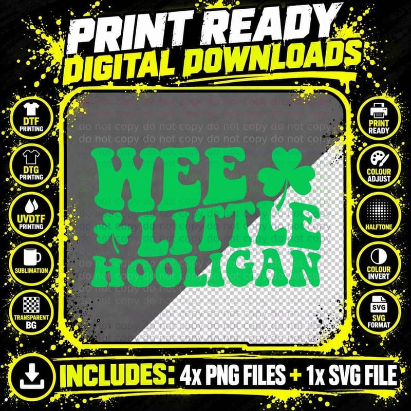 Wee Little Hooligan - Irish St Patricks Day Kids Funny Png SVG Digital Bundle