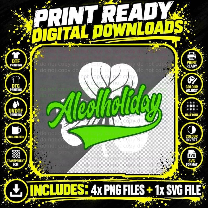 Alcolholiday T-Shirt, Funny Holiday Design, Party Vibes Png SVG Digital Bundle