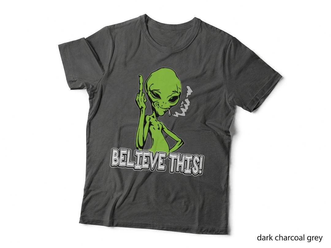 Alien Smoking Middle Finger T-Shirt, Funny Alien Design, Sarcastic Humor