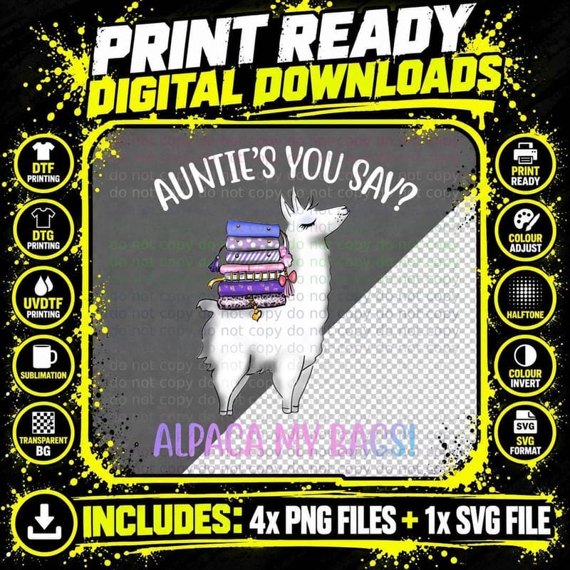 Alpaca My Bags T-Shirt, Funny Sarcasm, Pet Lover Apparel Png SVG Digital Bundle