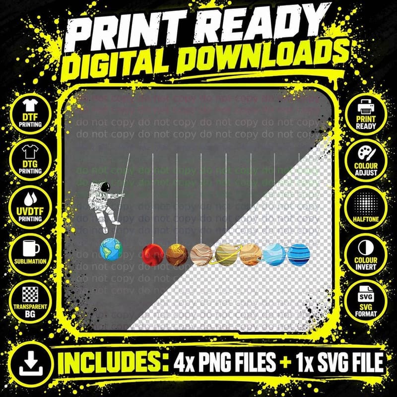Astronaut Planets Space T-Shirt, Space Exploration Png SVG Digital Bundle