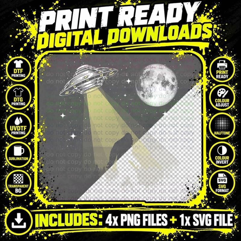 Bigfoot UFO Conspiracy Pals T-Shirt Png SVG Digital Bundle