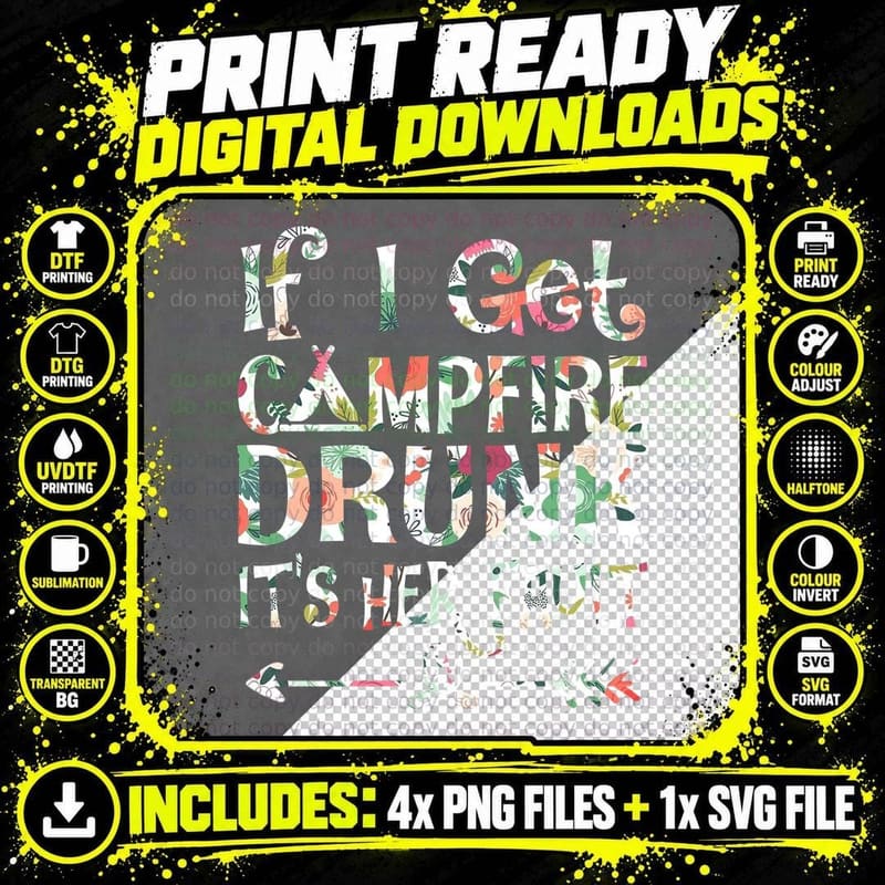 Campfire Drunk T-Shirt, Alcohol Humor Design Png SVG Digital Bundle