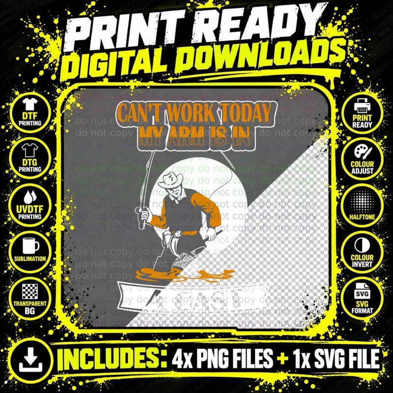 Can't Work Today, Arm Cast Design, Sarcastic Humor Png SVG Digital Bundle