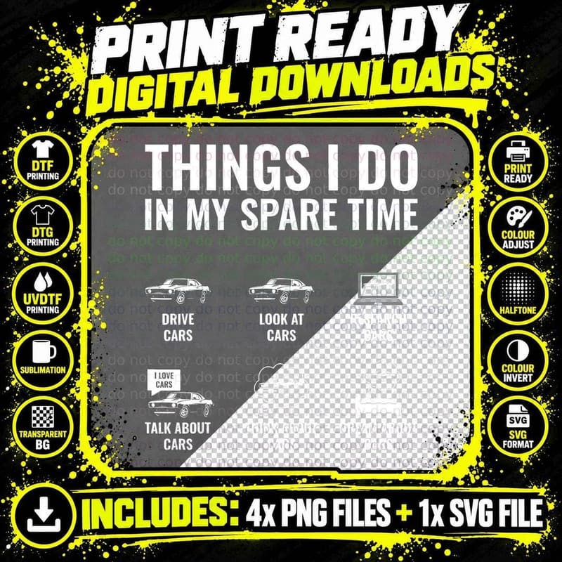Car Enthusiast Spare Time T-Shirt, Funny Car Guy Png SVG Digital Bundle