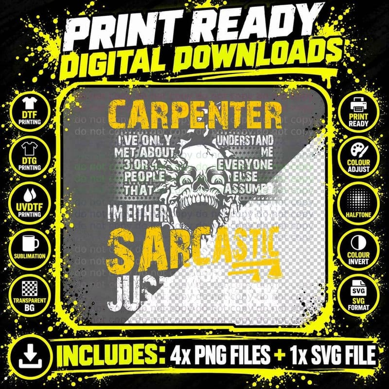 Carpenter Just a Jerk T-Shirt, Sarcastic Humor Png SVG Digital Bundle