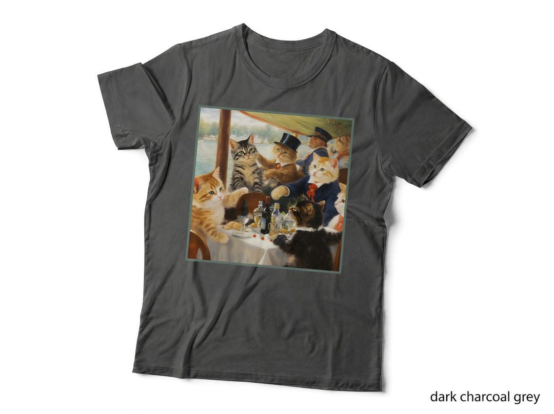 Cats in Renoir Luncheon Parody T-Shirt, Funny Art Parody, Pet Lover Apparel