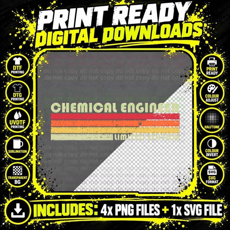 Chemical Engineer Funny Job Title Profession Birthday Png SVG Digital Bundle