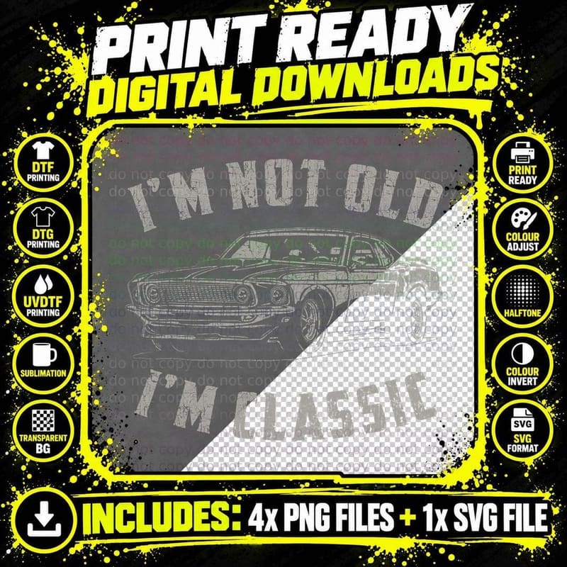 Classic Car Quote T-Shirt, Funny Retro Car Print Png SVG Digital Bundle