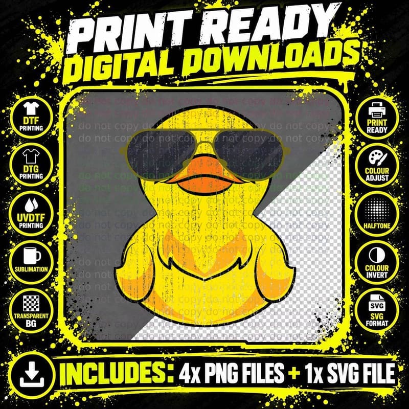Cool Duckie Sunglasses Duckling T-Shirt Png SVG Digital Bundle
