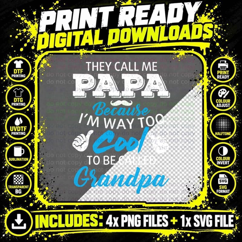 Cool Grandpa T-Shirt, Funny Sarcasm, Grandparent Humor Png SVG Digital Bundle