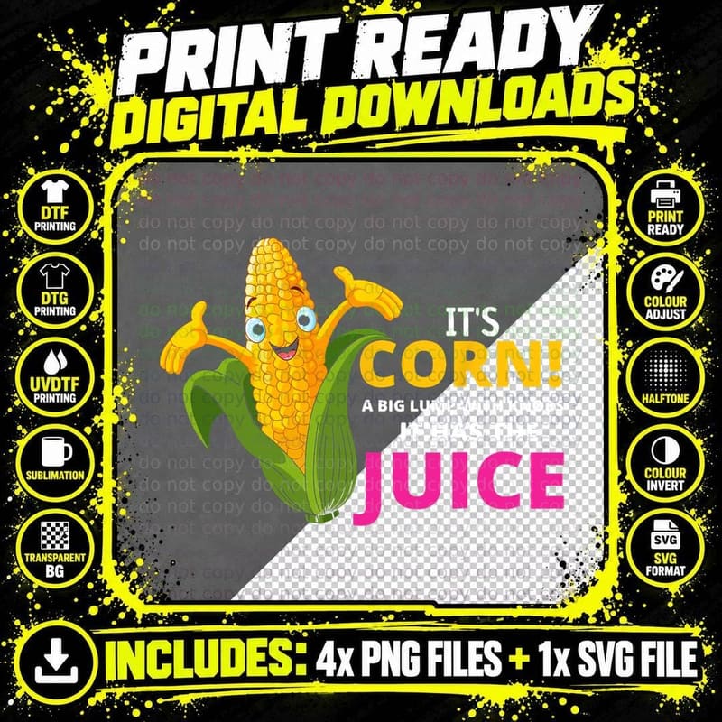 Corn Meme T-Shirt, Corny Humor, Corn Enthusiast Apparel Png SVG Digital Bundle