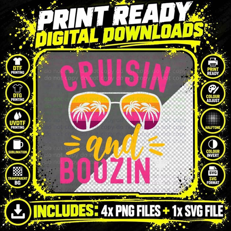 Cruise and Booze Girls Cruise Funny Cruise, Summer Vibes Png SVG Digital Bundle
