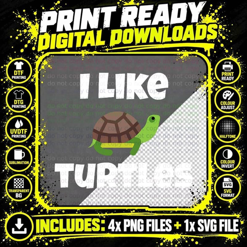 Cute Turtle Graphic, Funny Tortoise T-Shirt Png SVG Digital Bundle
