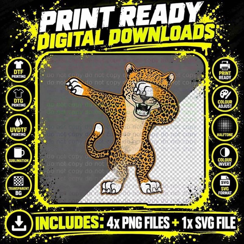 Dabbing Cheetah T-Shirt, Funny Animal Design Png SVG Digital Bundle