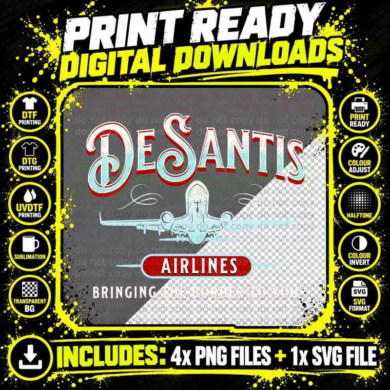 Desantis Airlines Funny Political Meme Retro Ron Png SVG Digital Bundle