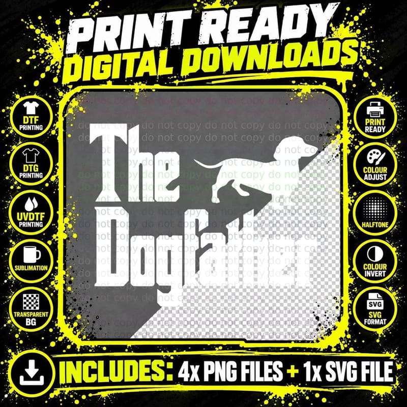 Dogfather T-Shirt, Funny Dachshund Design Png SVG Digital Bundle