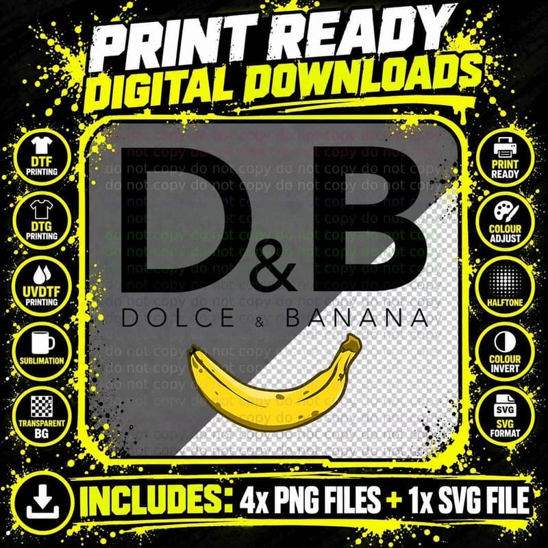 Dolce & Banana Funny Fashion Bananas T-Shirt Png SVG Digital Bundle