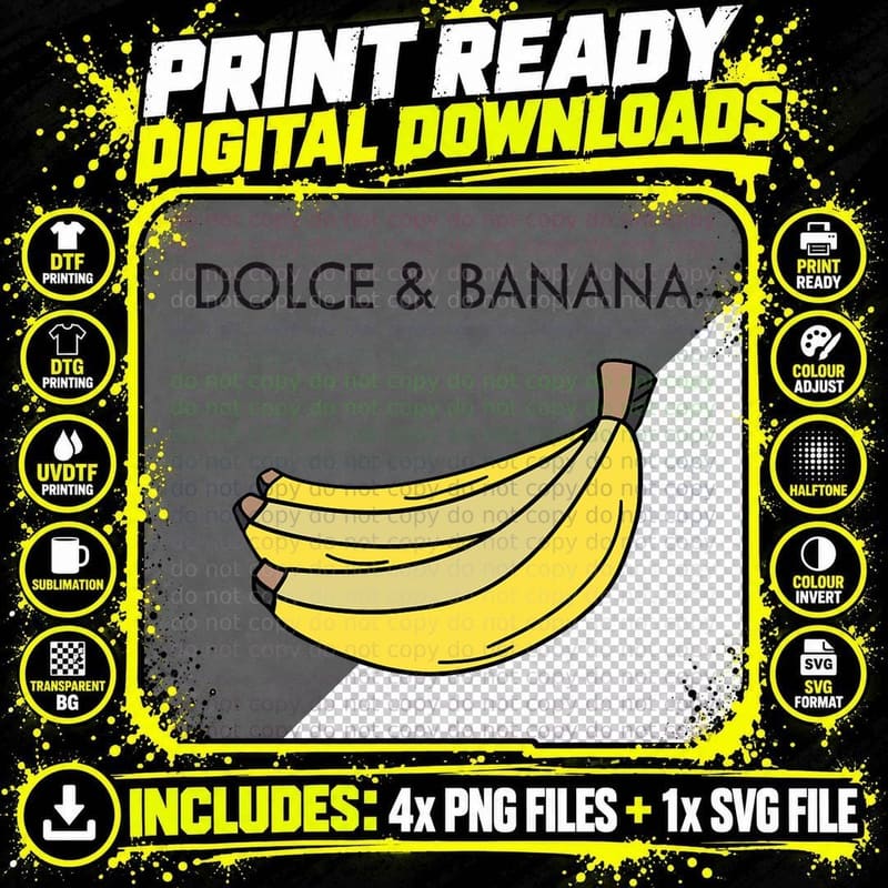 Dolce and Banana Funny Fashion Bananas Vegan Veggie Png SVG Digital Bundle