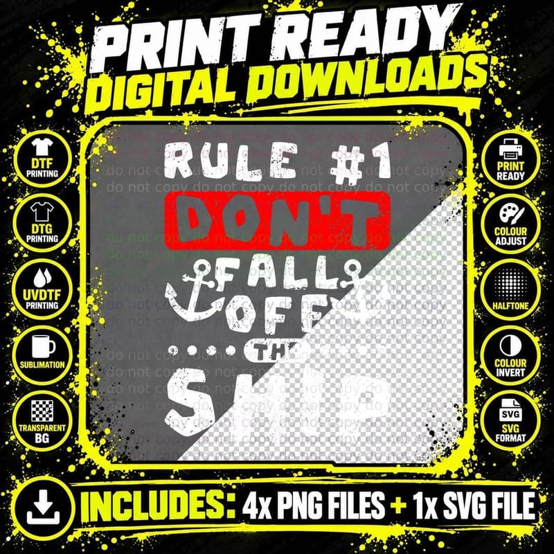 Don't Fall off the Ship T-Shirt, Funny Cruising Design Png SVG Digital Bundle