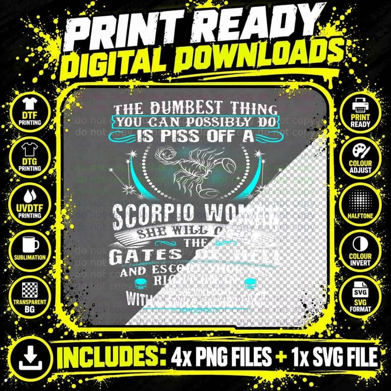 Don't Piss of Scorpio Women Funny Zodiac Sign Birthday Png SVG Digital Bundle
