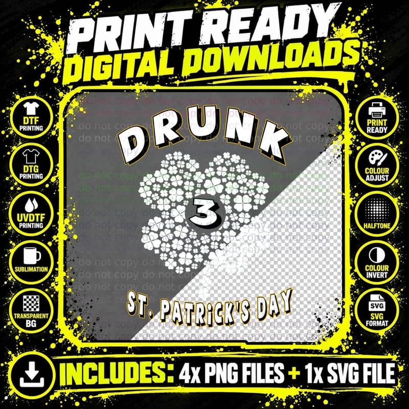 Drunk St. Patrick's Day T-Shirt, Party Humor Png SVG Digital Bundle