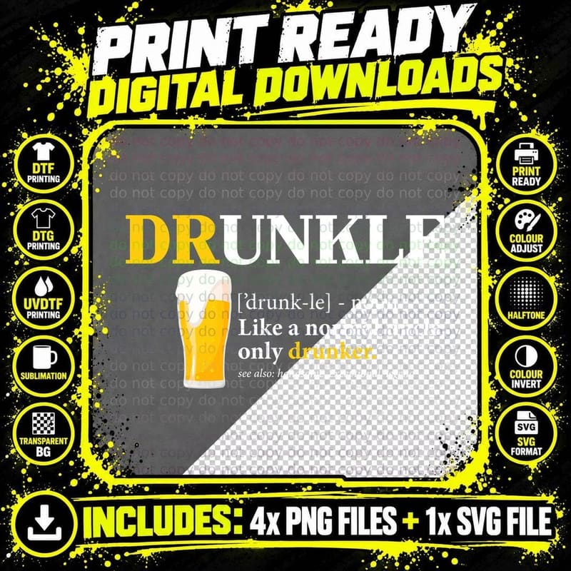 Drunkle Definition T-Shirt, Drunk Humor Png SVG Digital Bundle
