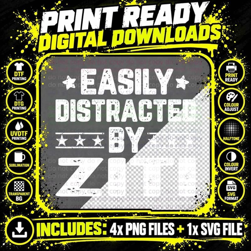 Easily Distracted by Ziti T-Shirt, Foodie Humor Png SVG Digital Bundle