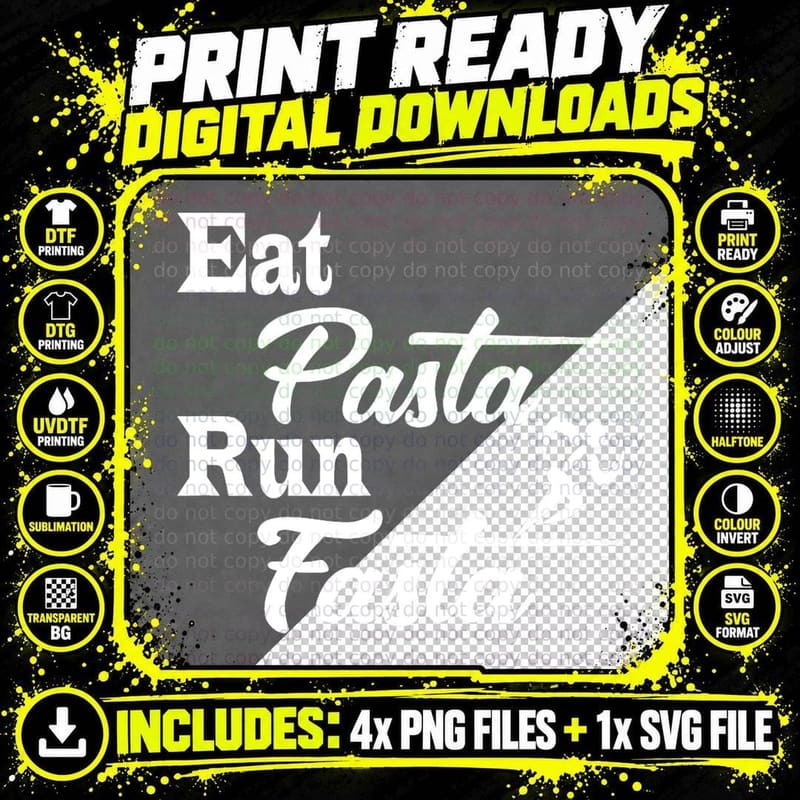 Eat Pasta Run Fasta T-Shirt, Funny Food Humor Png SVG Digital Bundle
