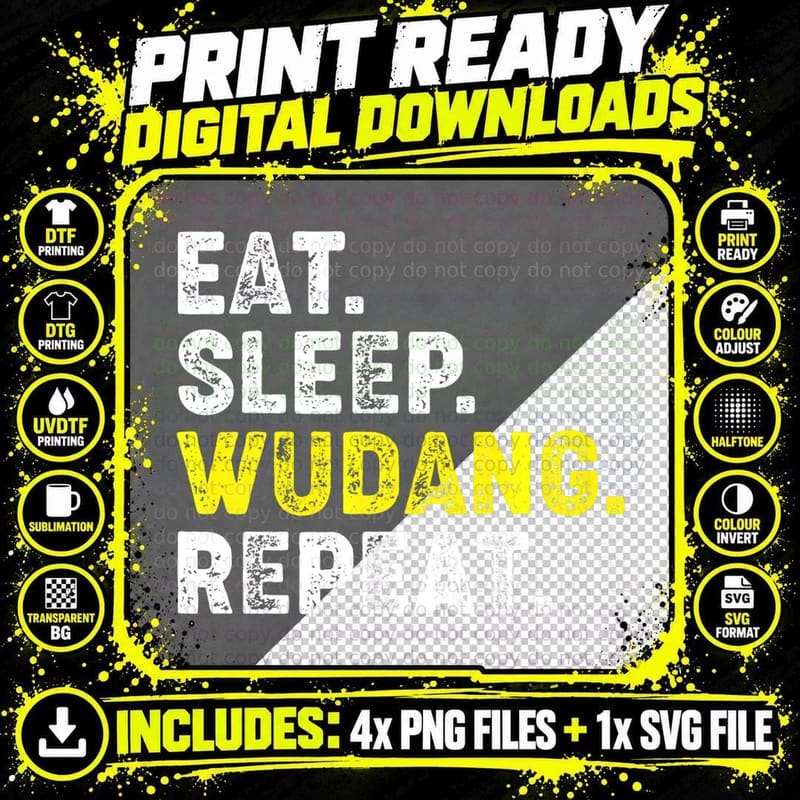 Eat Sleep Wudang Repeat T-Shirt, Funny Kung Fu Chinese Png SVG Digital Bundle