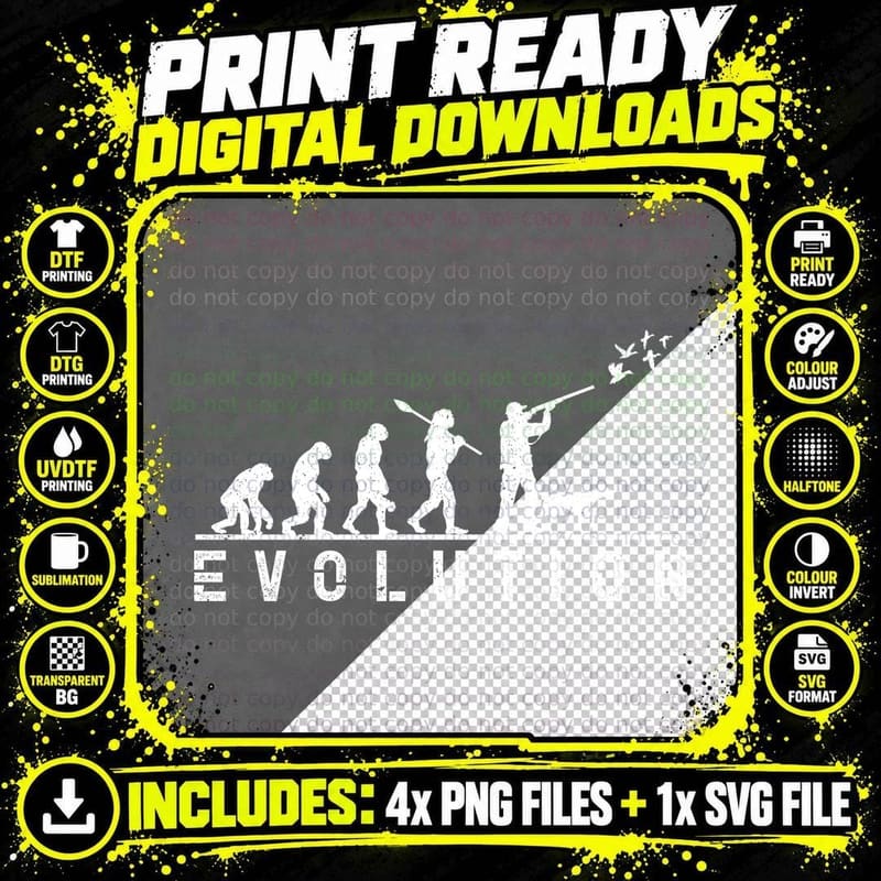 Evolution T-Shirt, Funny Hunting Humor, Pet Lover Apparel Png SVG Digital Bundle