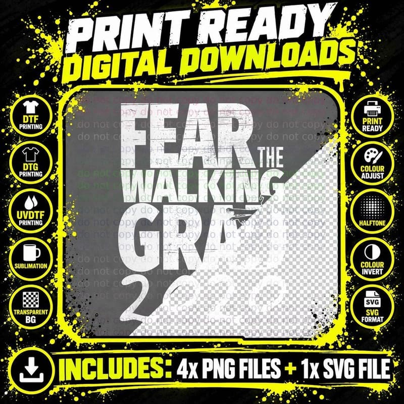 Fear the Walking Grad 2020 T-Shirt, Graduation Humor Png SVG Digital Bundle