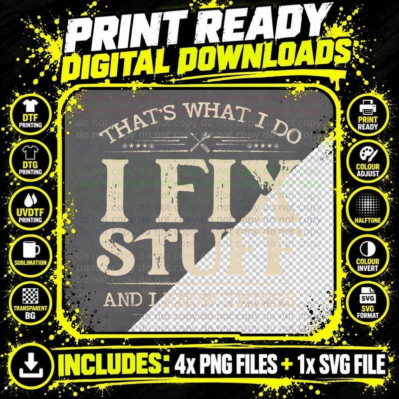 Fix Stuff T-Shirt, Funny Sarcasm, Men's Humor Apparel Png SVG Digital Bundle