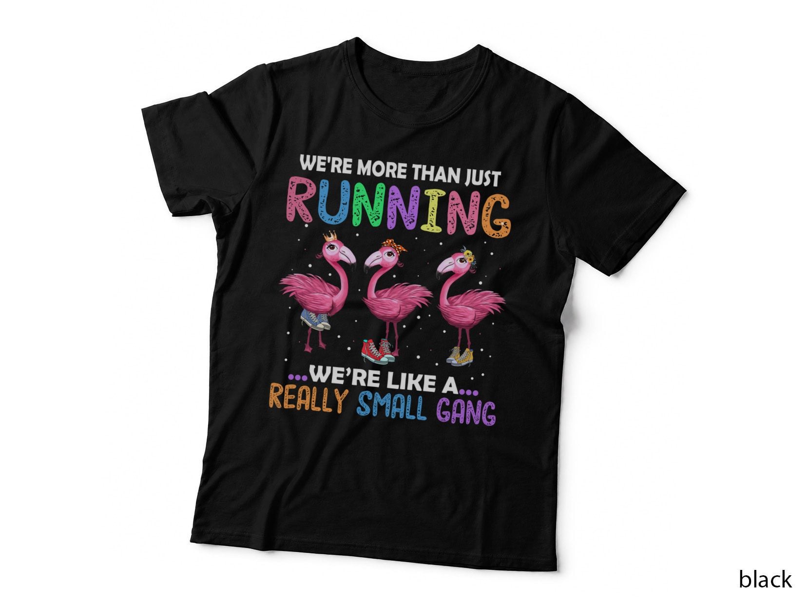 Flamingo Gang Running T-Shirt, Funny Animal Print, Pet Lover Apparel