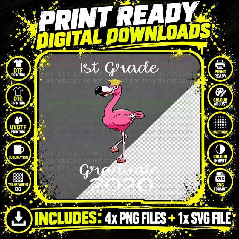 Flamingo Graduation T-Shirt, Funny Animal Design Png SVG Digital Bundle