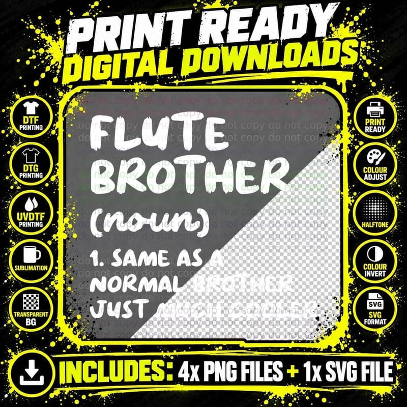Flute Brother Definition Funny Musician T-Shirt Png SVG Digital Bundle