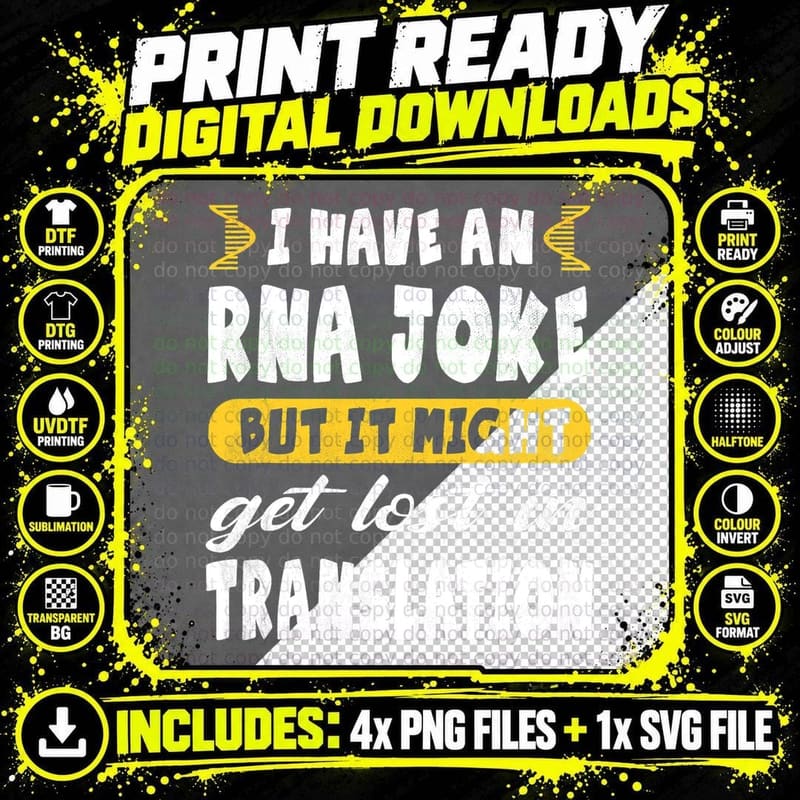 Funny Biology RNA Joke Lost Translation T-Shirt Png SVG Digital Bundle