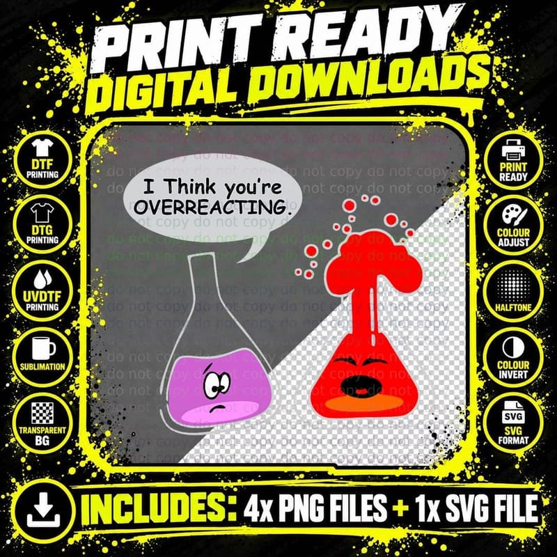 Funny Chemistry Beaker T-Shirt, Nerdy Science Humor Png SVG Digital Bundle