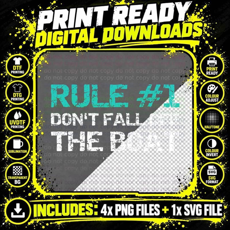 Funny Cruises - Rule 1 Don't Fall off the Boat T-Shirt Png SVG Digital Bundle