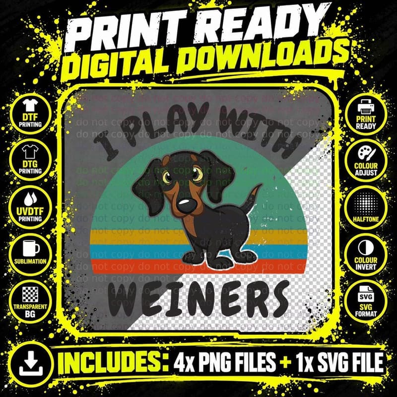 Funny Dachshund T-Shirt, Retro Vintage Style Png SVG Digital Bundle