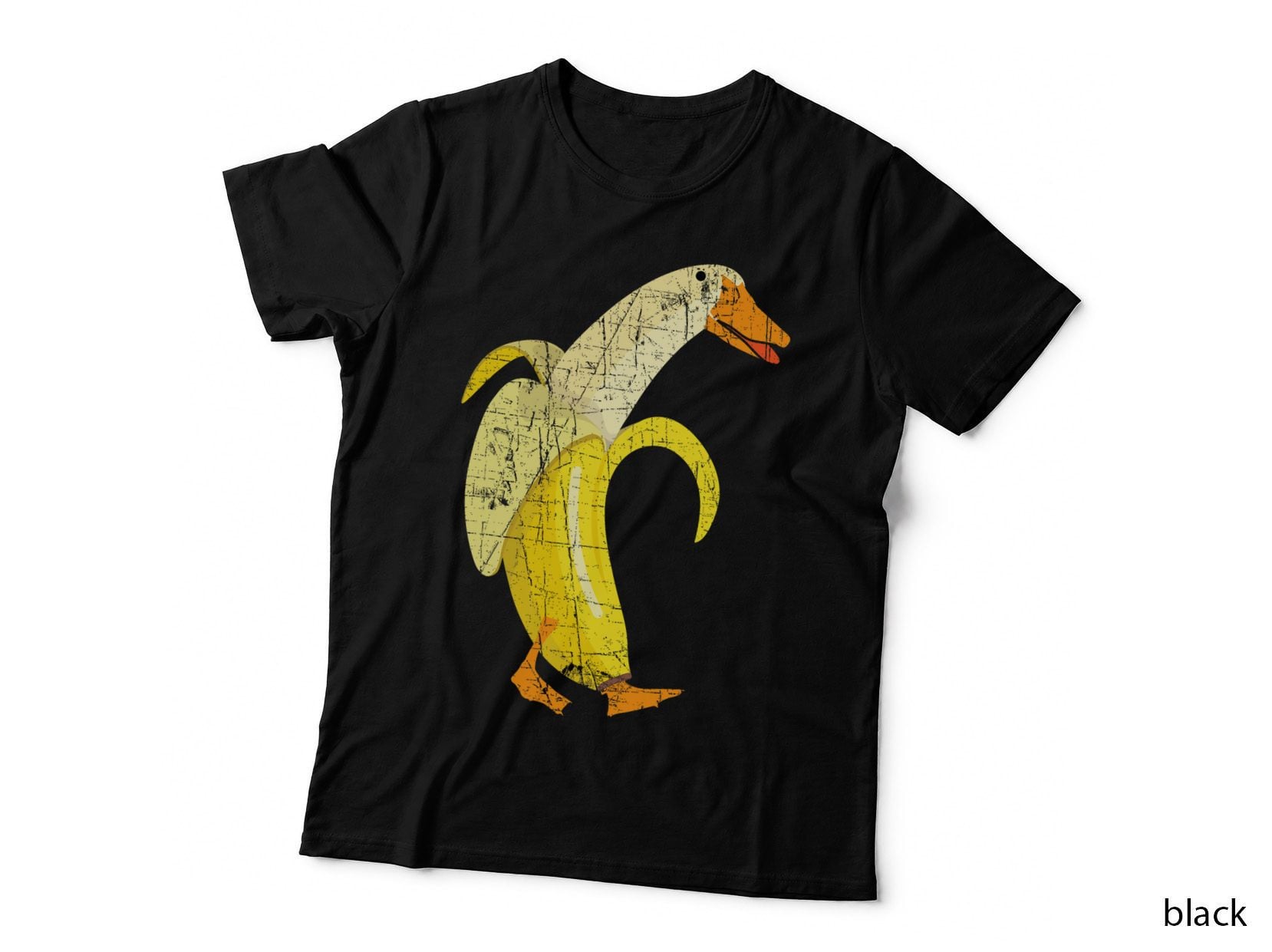Funny Duck Banana T-Shirt, Distressed Design, Animal Pun