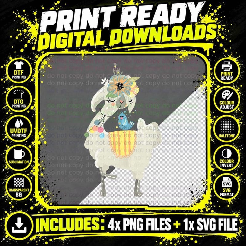 Funny Friendship Llama Alpaca T-Shirt Png SVG Digital Bundle