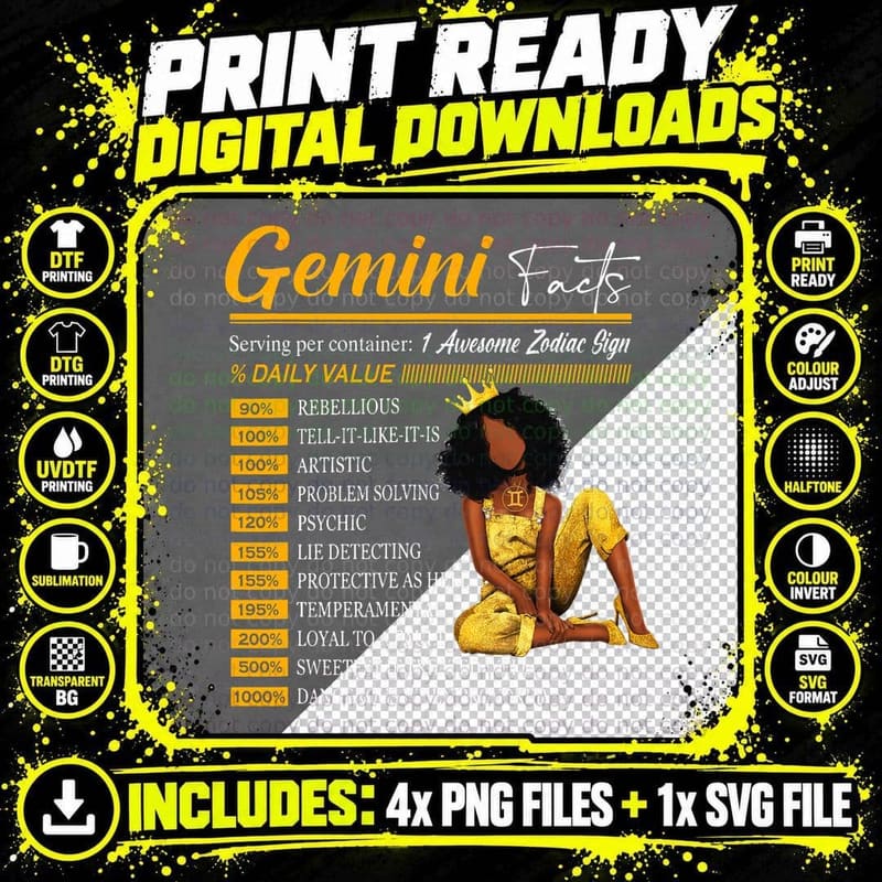 Funny Gemini Facts Awesome Zodiac Sign Horoscope Png SVG Digital Bundle