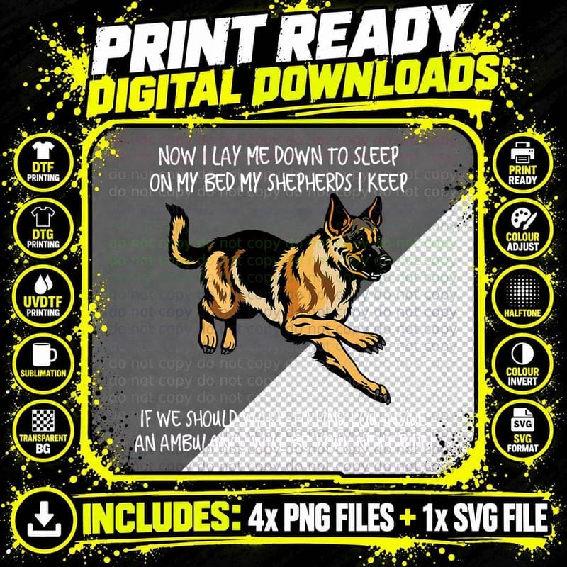 Funny German Shepherd T-Shirt Png SVG Digital Bundle