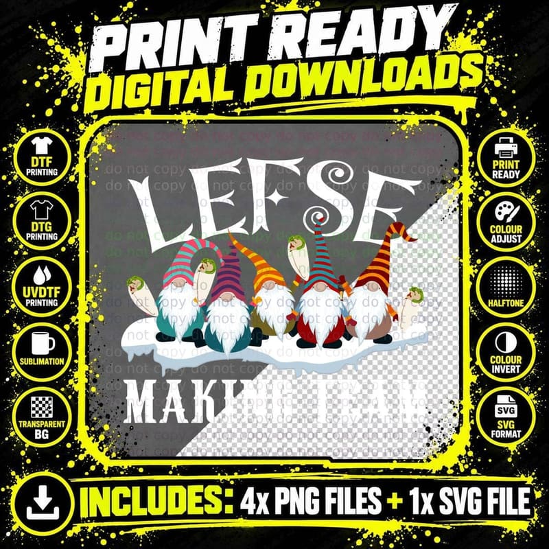 Funny Gnome Lefse Making Team T-Shirt, Nordic Food Humor Png SVG Digital Bundle