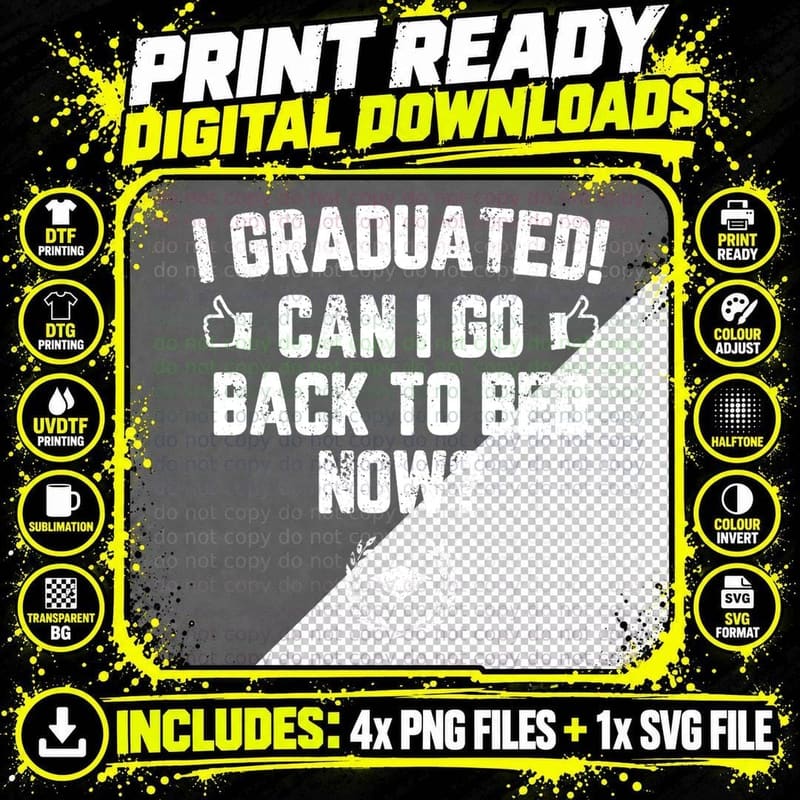 Funny Graduation T-Shirt, Back to Bed Sarcasm Png SVG Digital Bundle