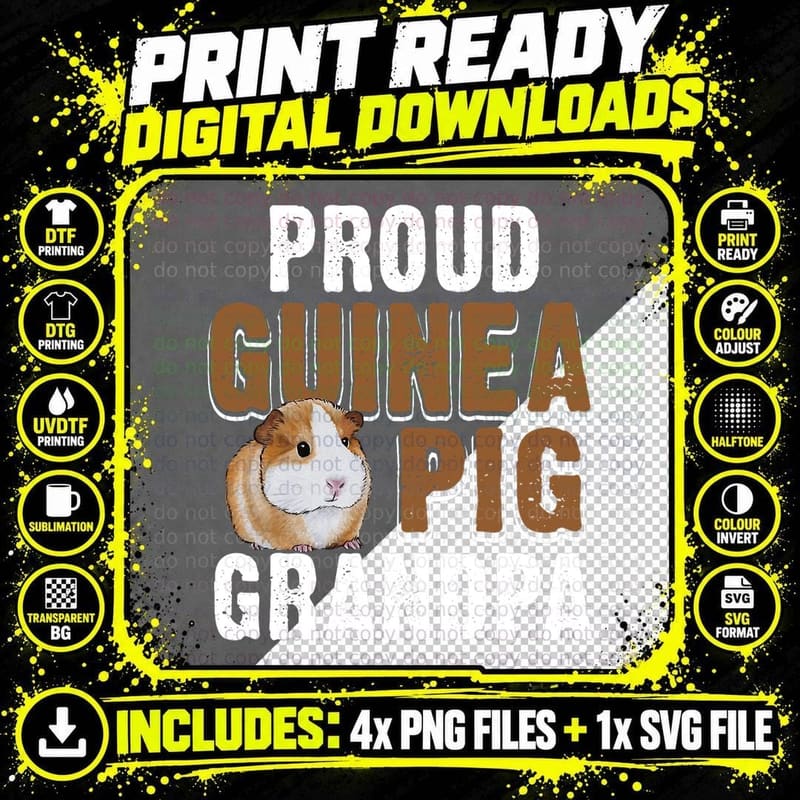 Funny Guinea Pig Gift Proud Guinea Pig Grandpa T-Shirt Png SVG Digital Bundle