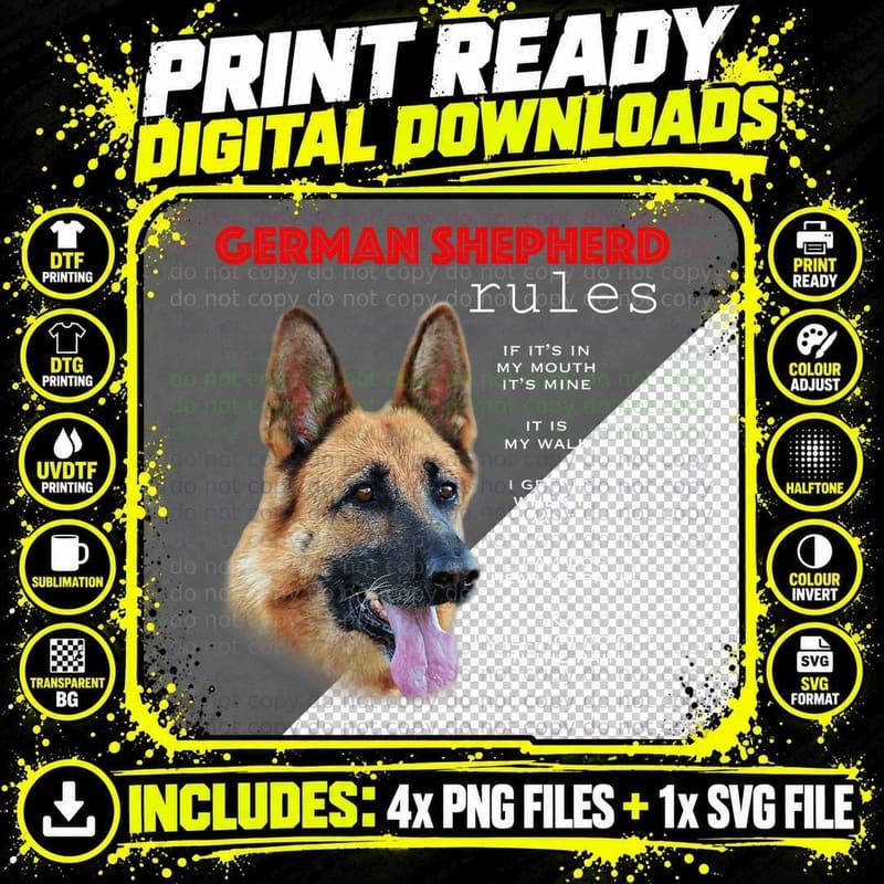 Funny Rules for the Owner of a German Shepherd T-Shirt Png SVG Digital Bundle